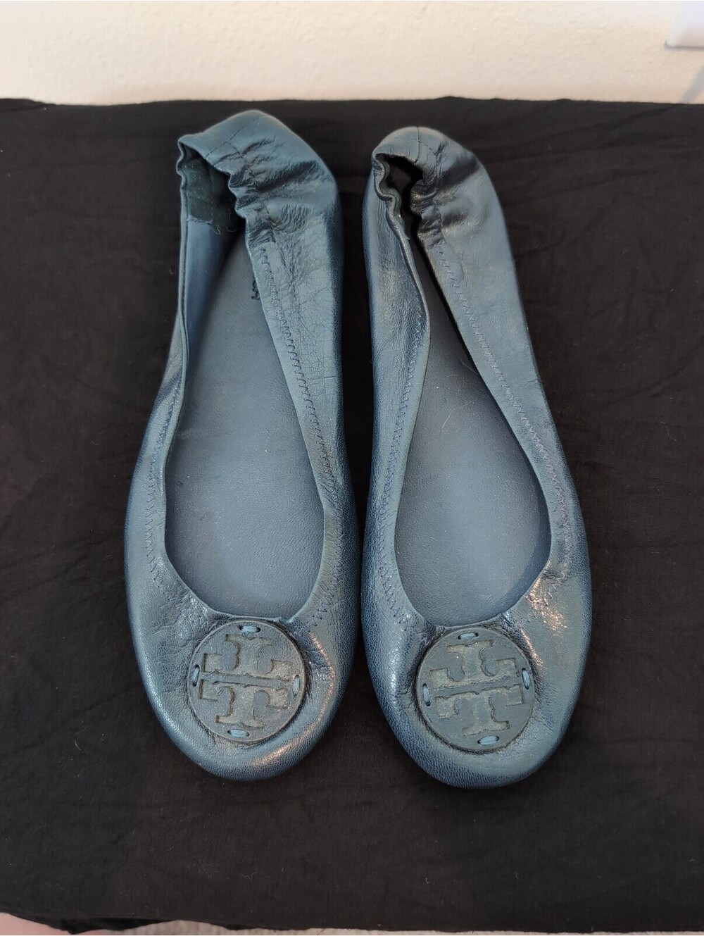 Size 8.5 Tory Burch Blue Leather Ballet Flats